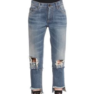 Dolce & Gabbana embroidered/ripped jeans